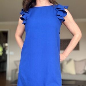 Beautiful Blue Dress With Ruffled Sleeves Size Small